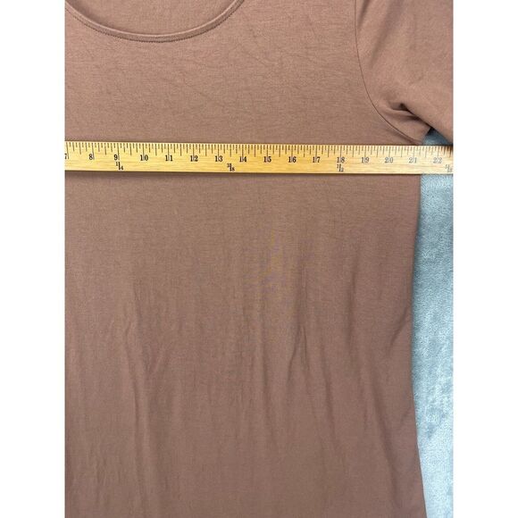 J Jill Women's Wearever Dress Brown Black Large Short Sleeve Stretch Shift - Picture 2 of 8